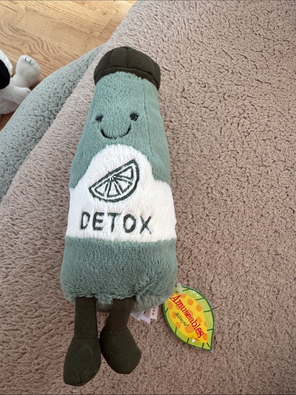 RARE Jellycat Detox Bottle Plush - Sage Green & White with Dark Cap - Picture 3 of 4